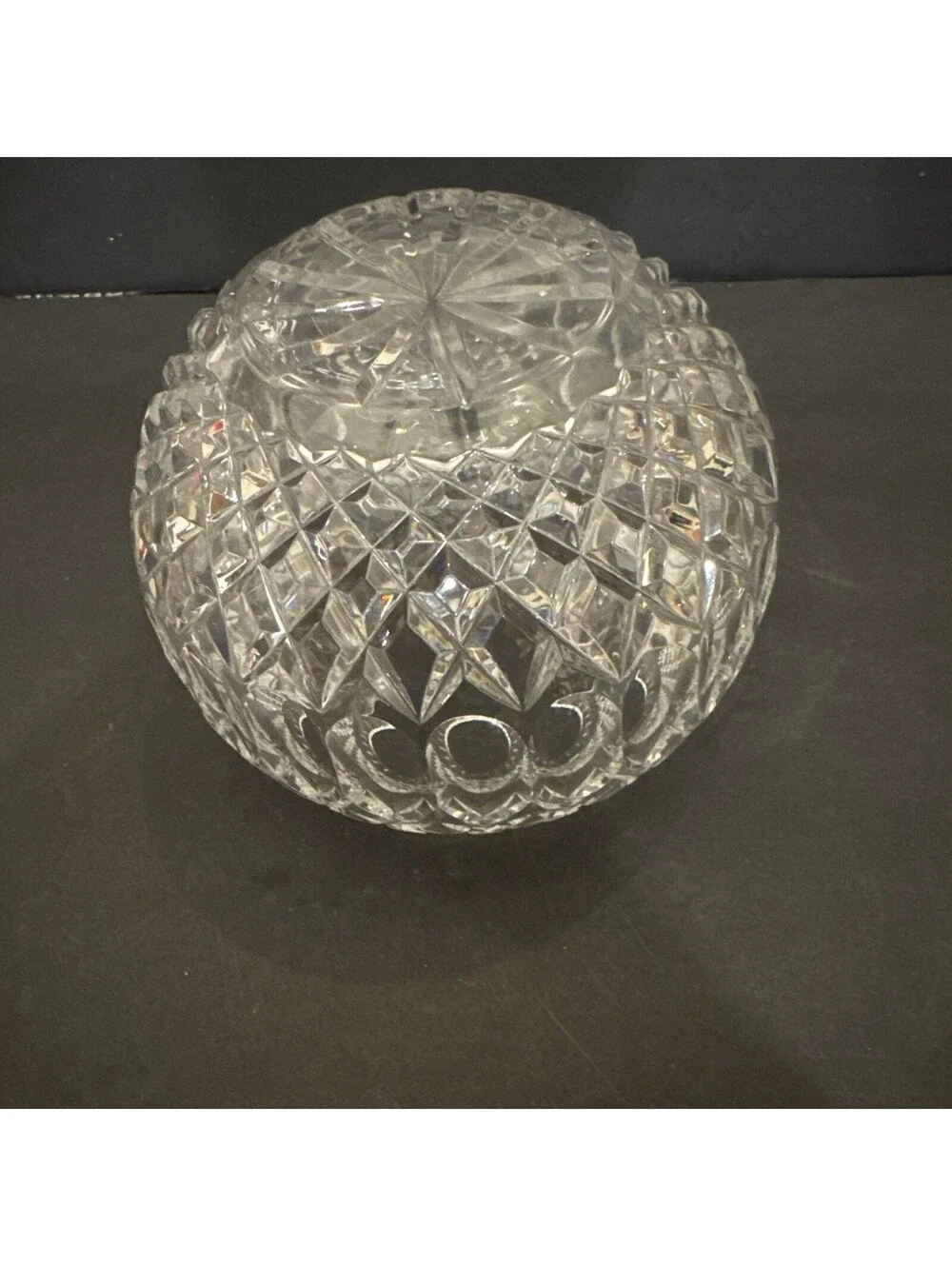 Gorgeous Detailed Clear Cut Crystal Rose Bowl Vase 6